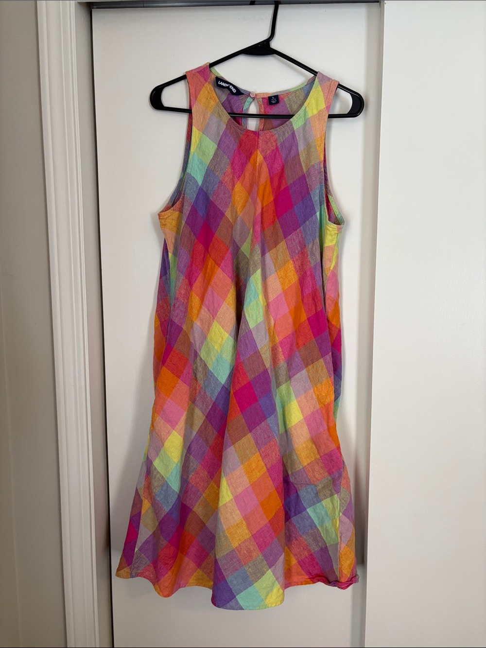 Lands End Plaid flowy Dress size large